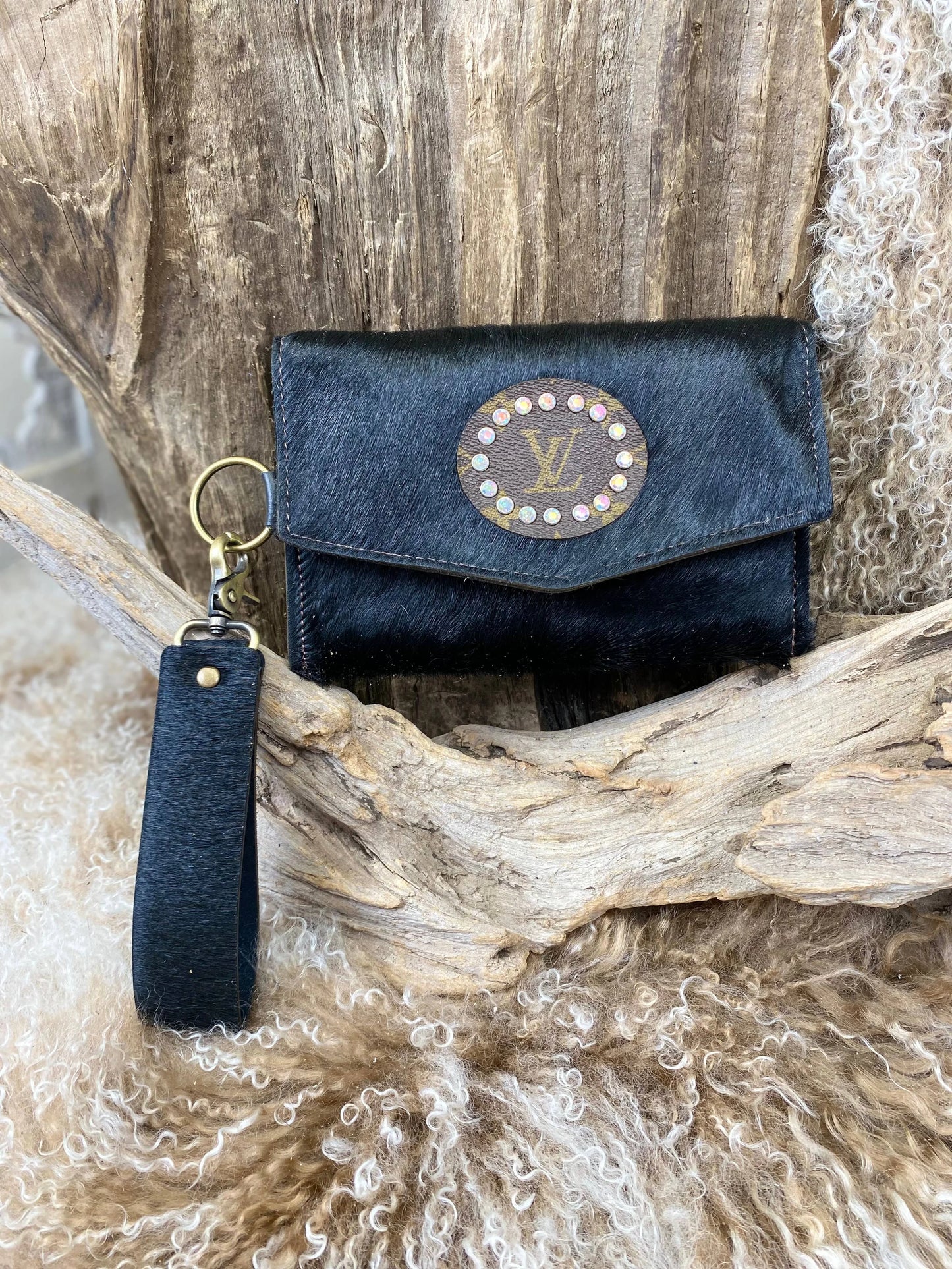 Keep It Gypsy- Jordan Wristlet- Black Cow Hair