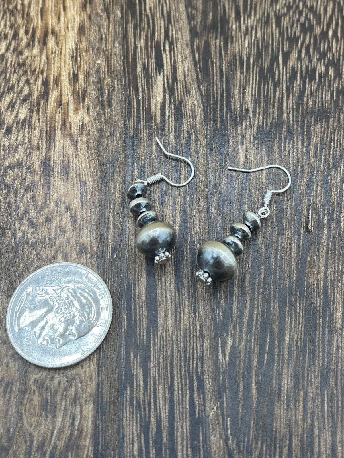 Authentic Navajo Handmade Sterling Silver Assorted Pearl Dangle Earrings By Deena Lane