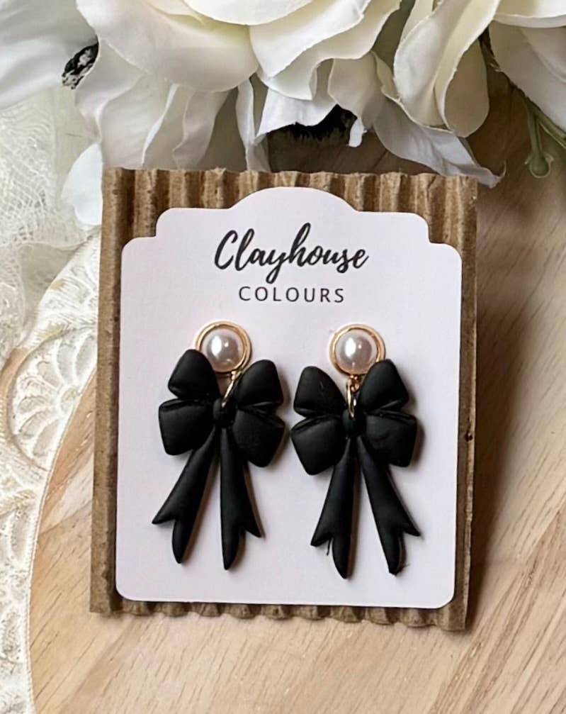 CC BLACK BOW EARRINGS