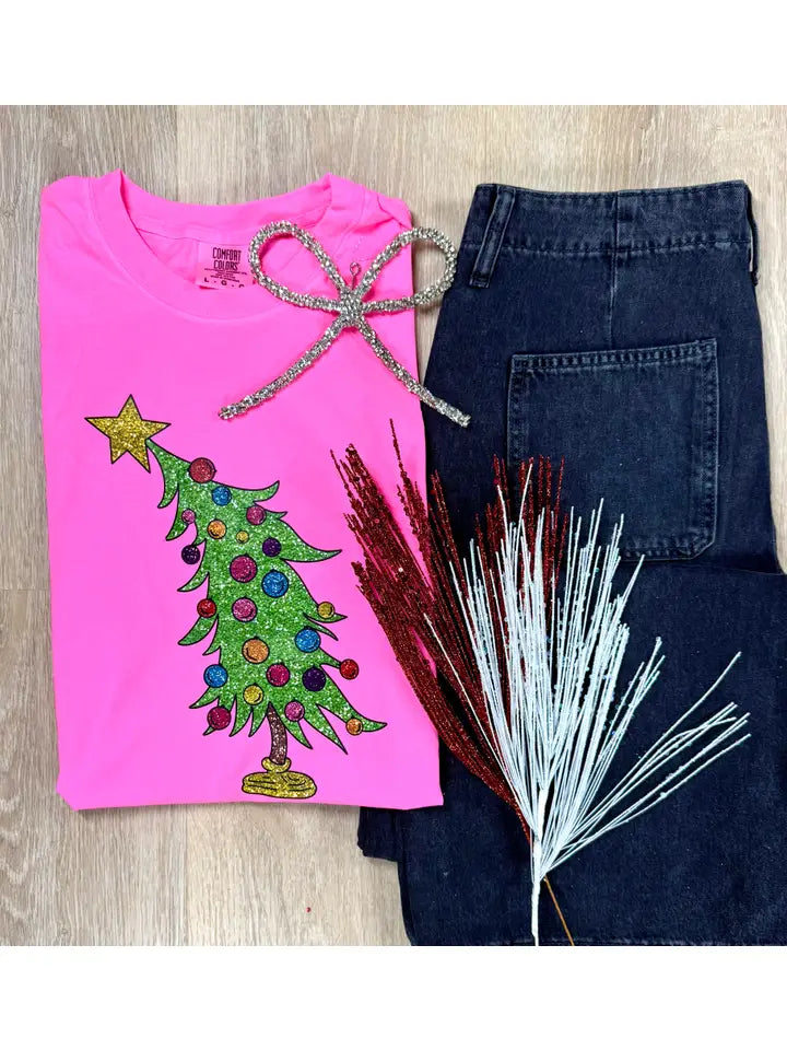 Lou Who Tree Tee Neon Pink