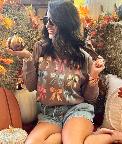 Fall Bow Coquette Comfort Colors L/S Tee