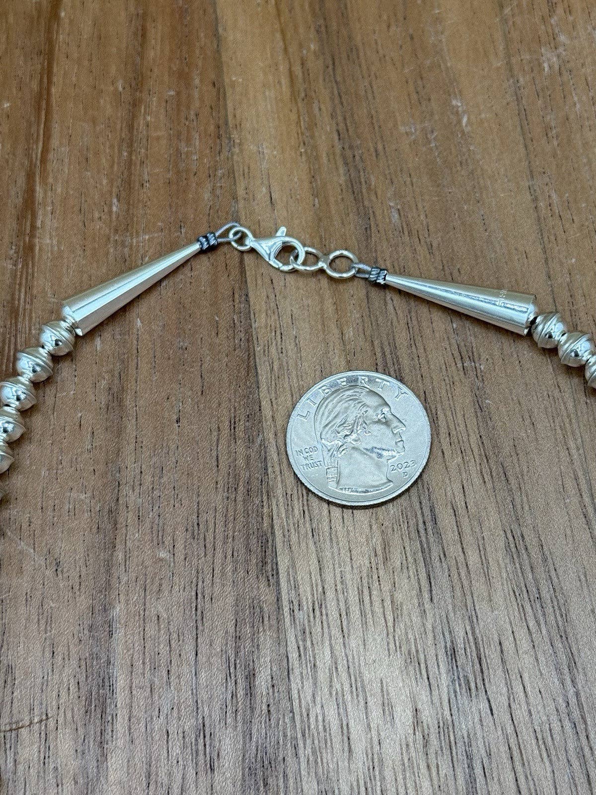Authentic Native American Navajo Handmade Sterling Silver Turquoise Squash Blossom Necklace 22” Mathilda B