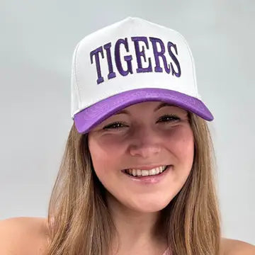 LULU MAC TIGERS PURPLE/WHITE TRUCKER EMBROIDERED