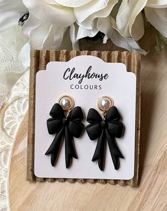 CC BLACK BOW EARRINGS