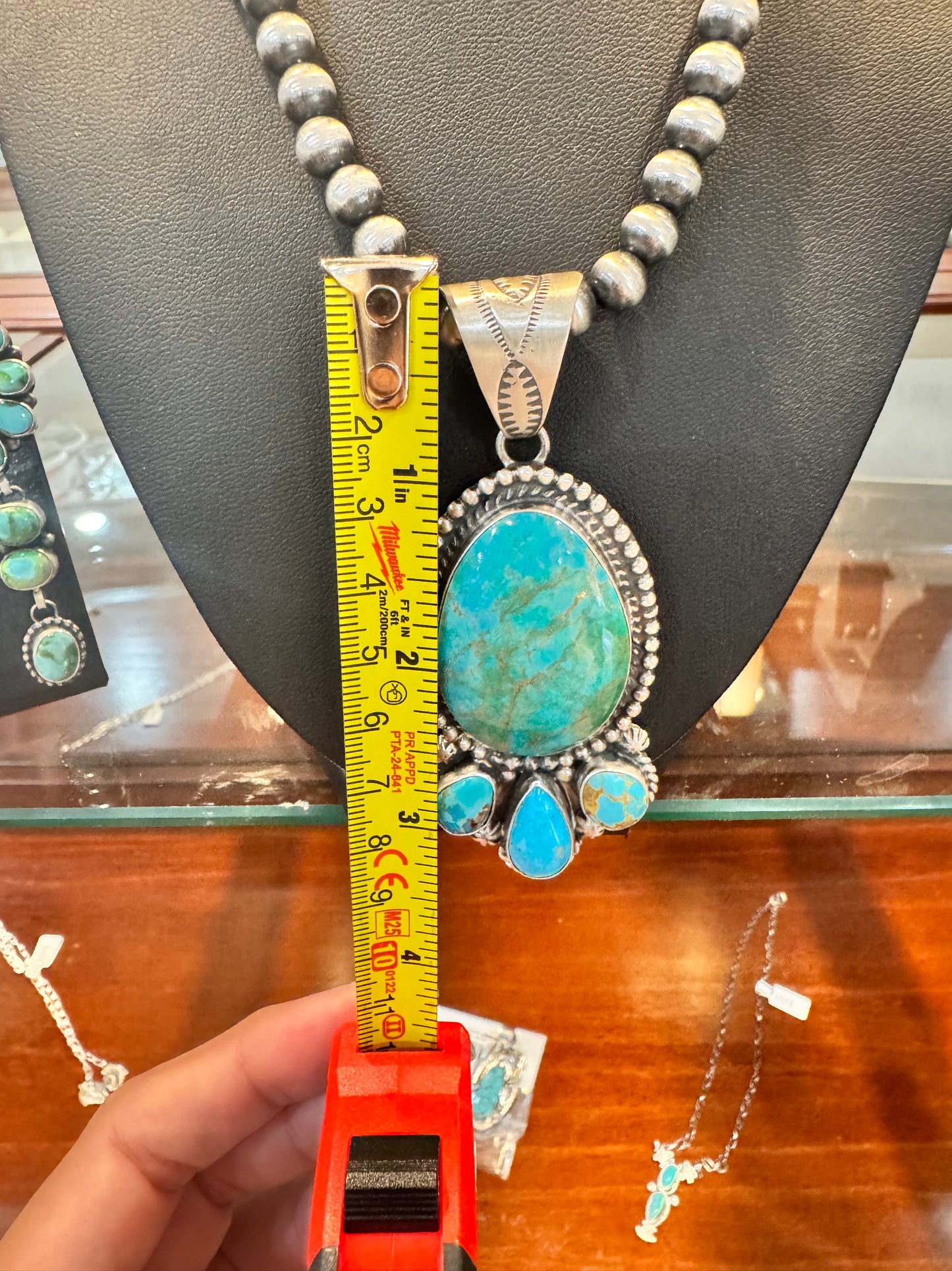 Authentic Native American 4 Stone Navajo Pendant With Navajo Pearls