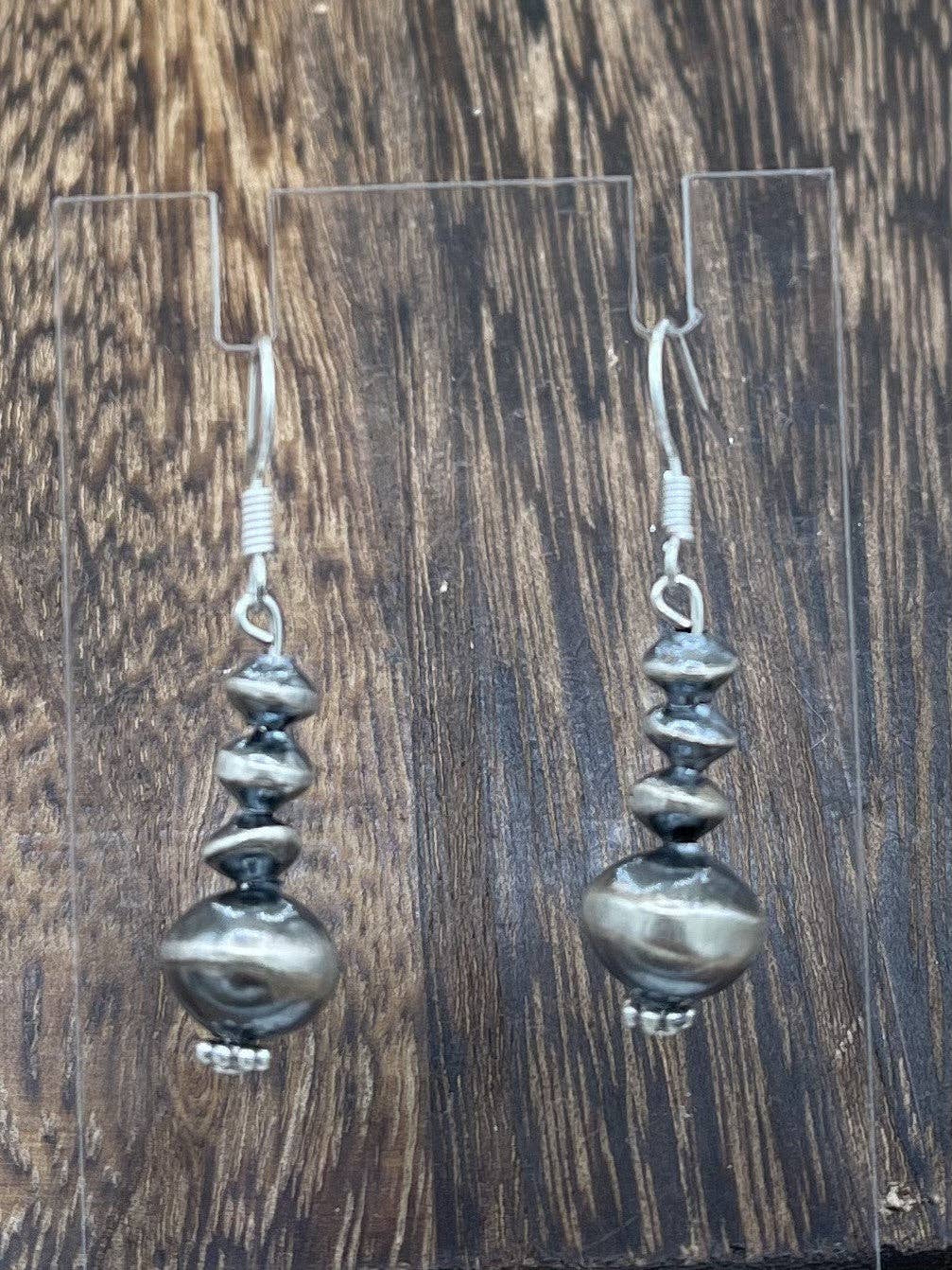 Authentic Navajo Handmade Sterling Silver Assorted Pearl Dangle Earrings By Deena Lane