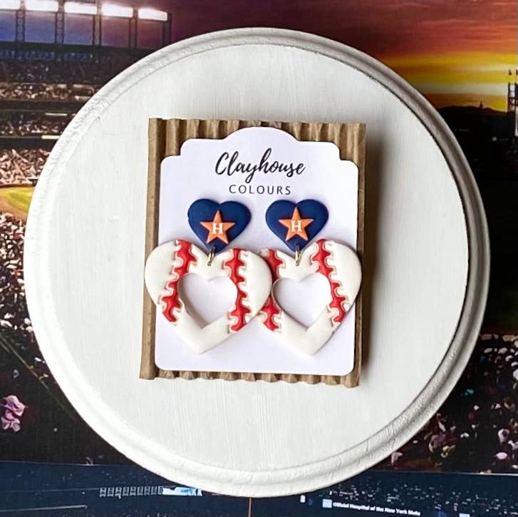 CC Astros baseball Heart Earrings