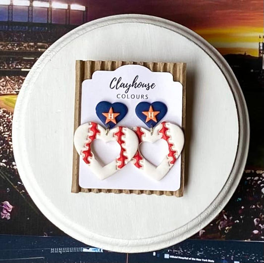 CC Astros baseball Heart Earrings