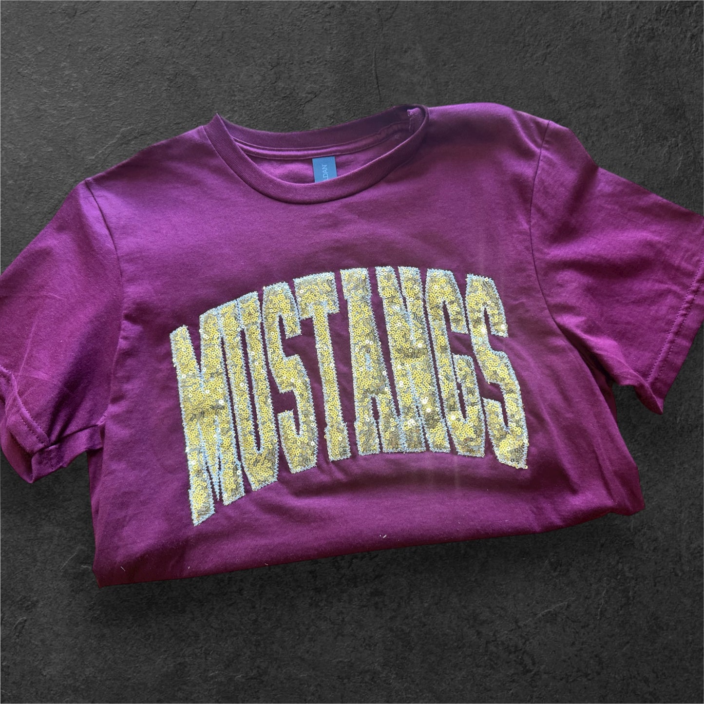 MUSTANGS BOLD GOLD SEQUIN TEE