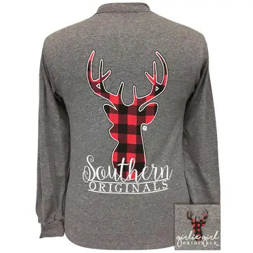 BUFFALO PLAID DEER LONG SLEEVE TEE