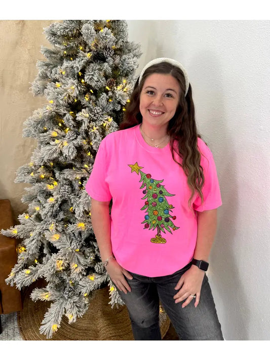 Lou Who Tree Tee Neon Pink