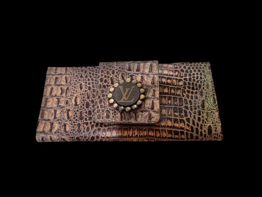 Keep It Gypsy Upcycled  XL Croc Embossed Leather Wallet
